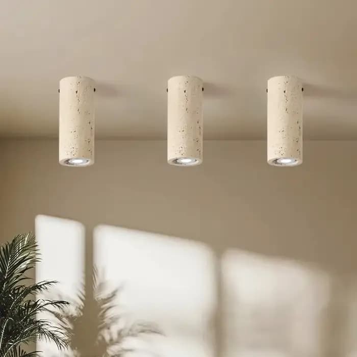 Plafonnier cylindrique en travertin, DownLight en pierre avec ampoule Spot E27, balcon, Dressing, comptoir, luminaires