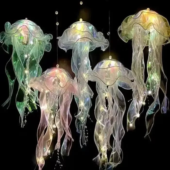 Lampe méduse Portable lanterne enfants chambre suspendue veilleuse sous la mer coloré sirène océan fête décor à la maison