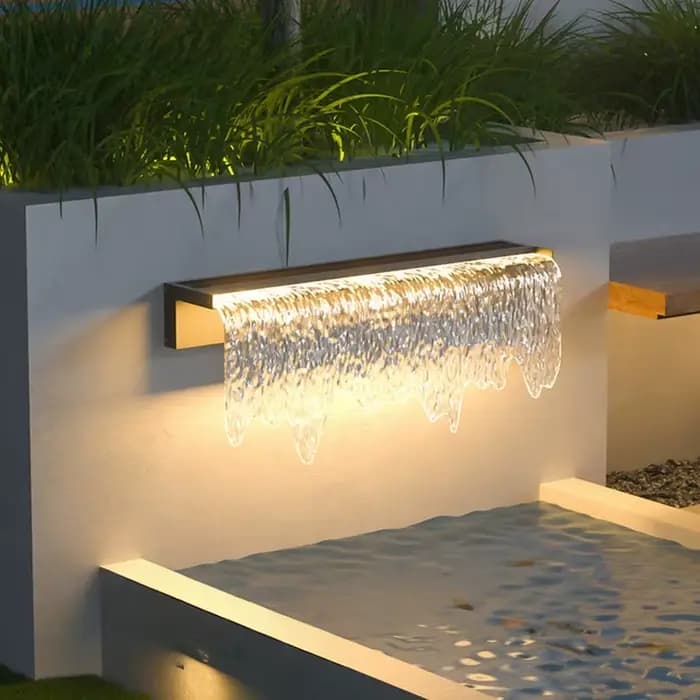 Lampes de cour de villa, lampes murales extérieures IP67, imitant l'eau qui coule, aménagement paysager de cour, lampes de jardin, lampe murale LED