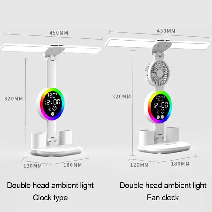 Lampe de Table Led Rechargeable pour étude lampe de bureau lecture veilleuse avec ventilateur horloge affichage chambre chevet lecture Led lampes de bureau