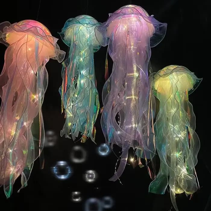 Lampe méduse Portable lanterne enfants chambre suspendue veilleuse sous la mer coloré sirène océan fête décor à la maison