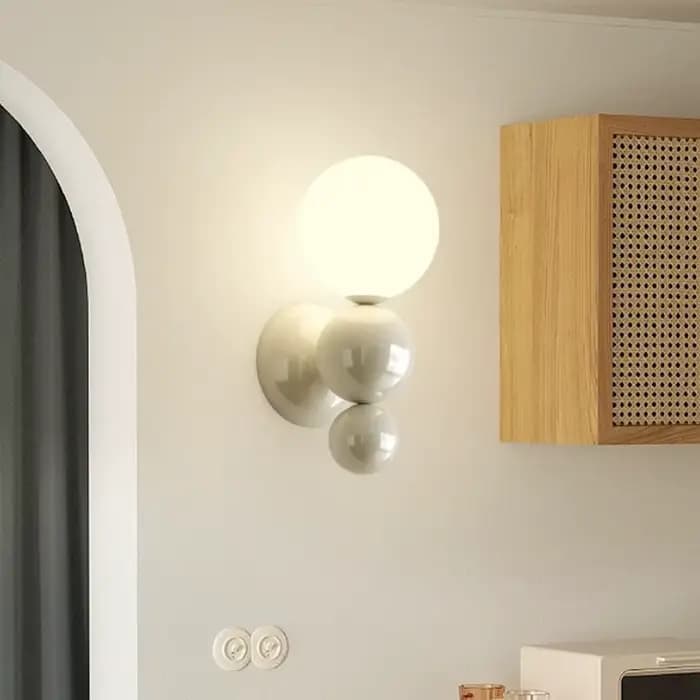 Lampe murale LED de chevet de chambre à coucher, en forme de perle, blanche, couleur contrastée, lampe murale pour escalier et couloir, luminaire décoratif mural
