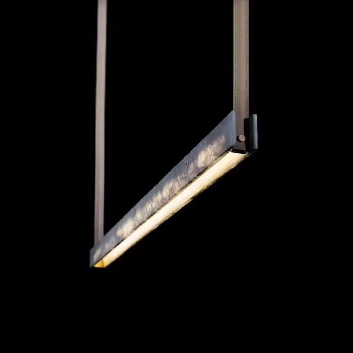 Lustre LED en marbre imité haut de gamme, lustre de salle à manger minimaliste moderne, suspension de luxe, décoration d'art long, exposition