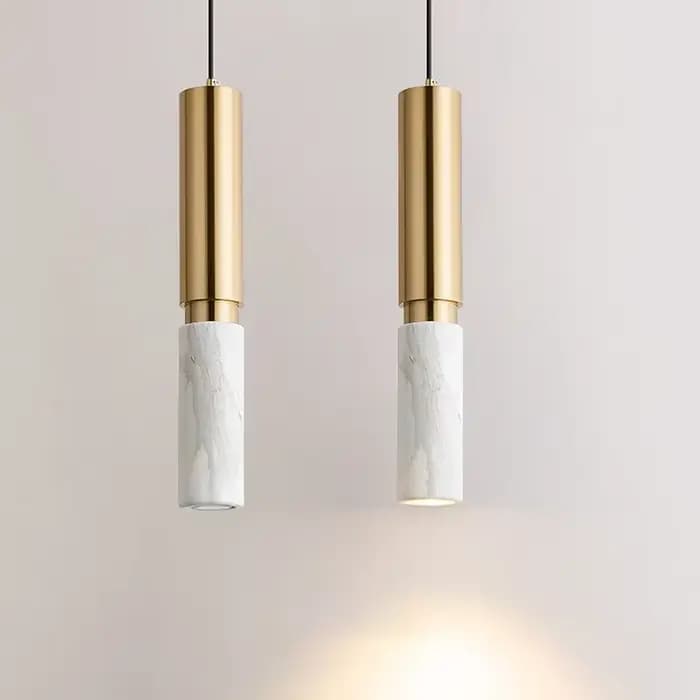Lampe suspendue cylindrique en marbre LED moderne pour table à manger, éclairage de luxe pour chambre à coucher, salon, décoration de la maison