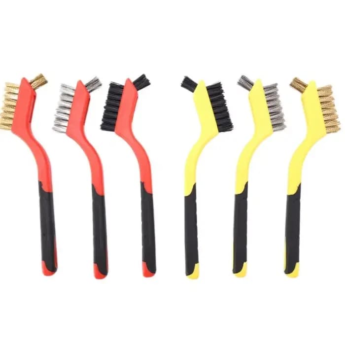 Jeu de brosses métalliques, poils en Nylon/laiton/acier inoxydable avec poignée incurvée pour la rouille, la saleté et la peinture, nettoyage en profondeur