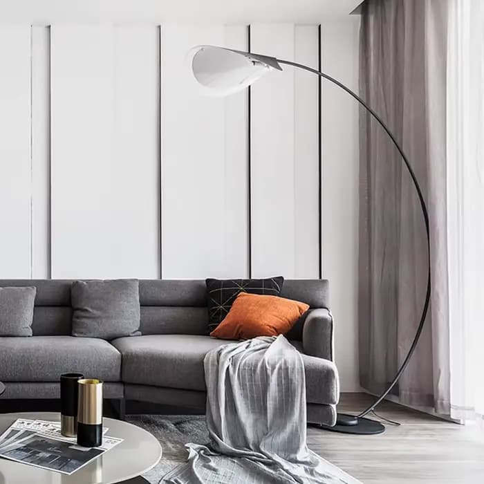 Lampadaire LED moderne en Arc noir Parabola, lampe industrielle américaine pour chambre à coucher, décoration de salon, lumières de canapé d'angle sur pied
