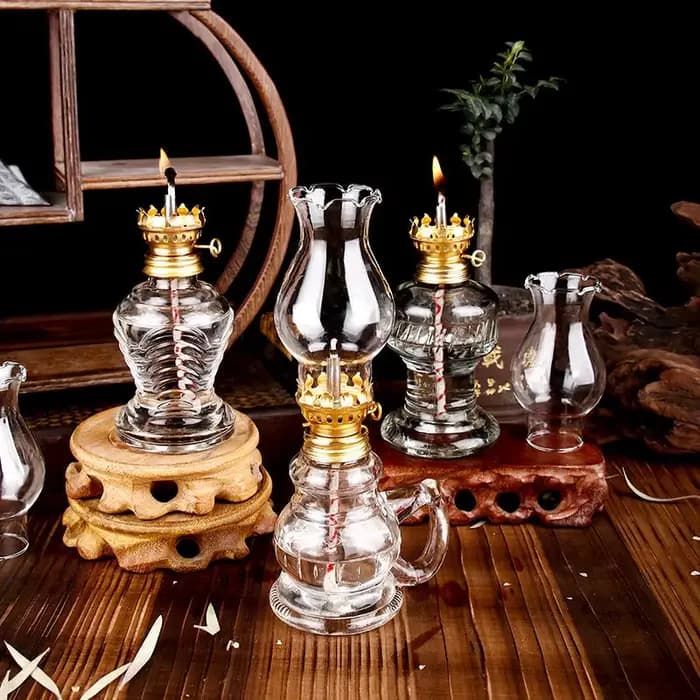 Lampe à huile en verre, lanterne classique rétro vintage, portable, grande capacité, éclairage décoratif intérieur/extérieur, durable, d'urgence