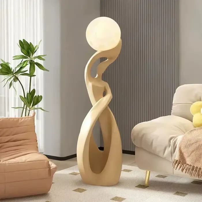 Lampadaire de Luxe Grand Format, Ornement Artistique Abstrait, Éclairage Haut de Gamme pour Salon, Côté Télévision, Décoration Intérieure