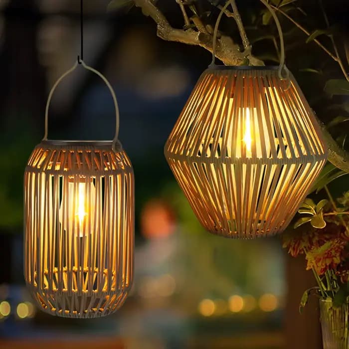 Lanterne solaire d'extérieur étanche, lanterne tissée suspendue, style Boho, décoration pour jardin et cour
