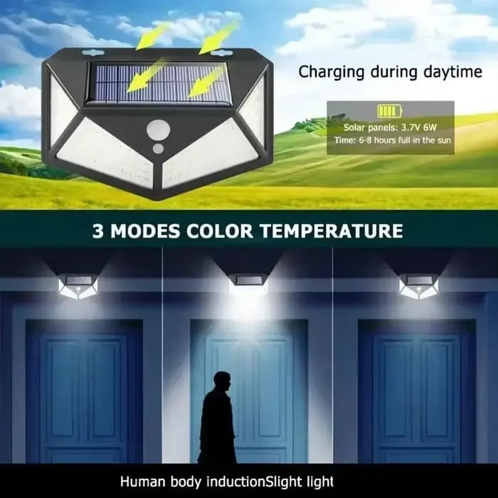 Lampe solaire LED multifonctionnelle avec détecteur de mouvement, lumière du soleil étanche, décoration de jardin extérieur, 62 projecteurs