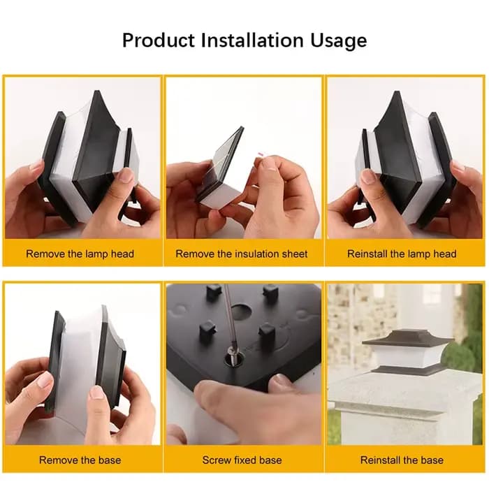Pilier extérieur à énergie solaire avec marche/arrêt automatique, éclairage paysager LED pour les voies de jardin, les poteaux de Patio de clôture