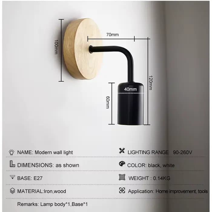 Applique murale industrielle Vintage en bois, ampoule rétro E27 à intensité variable, luminaire décoratif d'intérieur pour la maison et le Loft