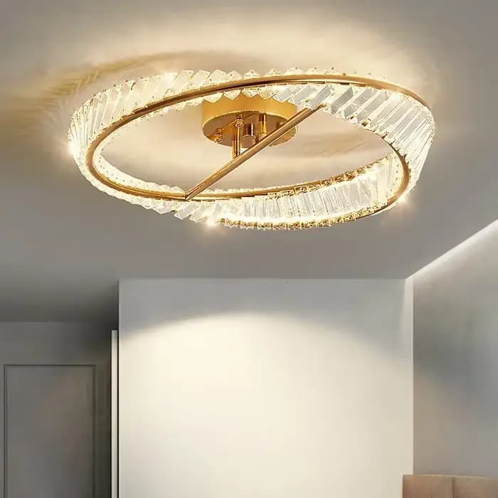 Anneau plafonnier LED moderne design éclairage en cristal pour salon chambre cuisine décoration maison intérieure chambre lumière LED
