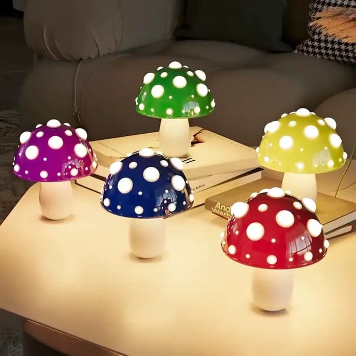 Lampe de table champignon pour enfants, cadeau d'anniversaire, petites veilleuses de chevet, Rechargeable par USB, mignon, éclairage de bureau Fly Agaric