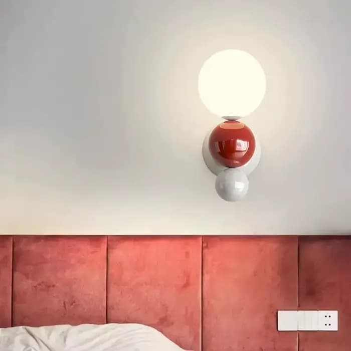 Lampe murale LED de chevet de chambre à coucher, en forme de perle, blanche, couleur contrastée, lampe murale pour escalier et couloir, luminaire décoratif mural