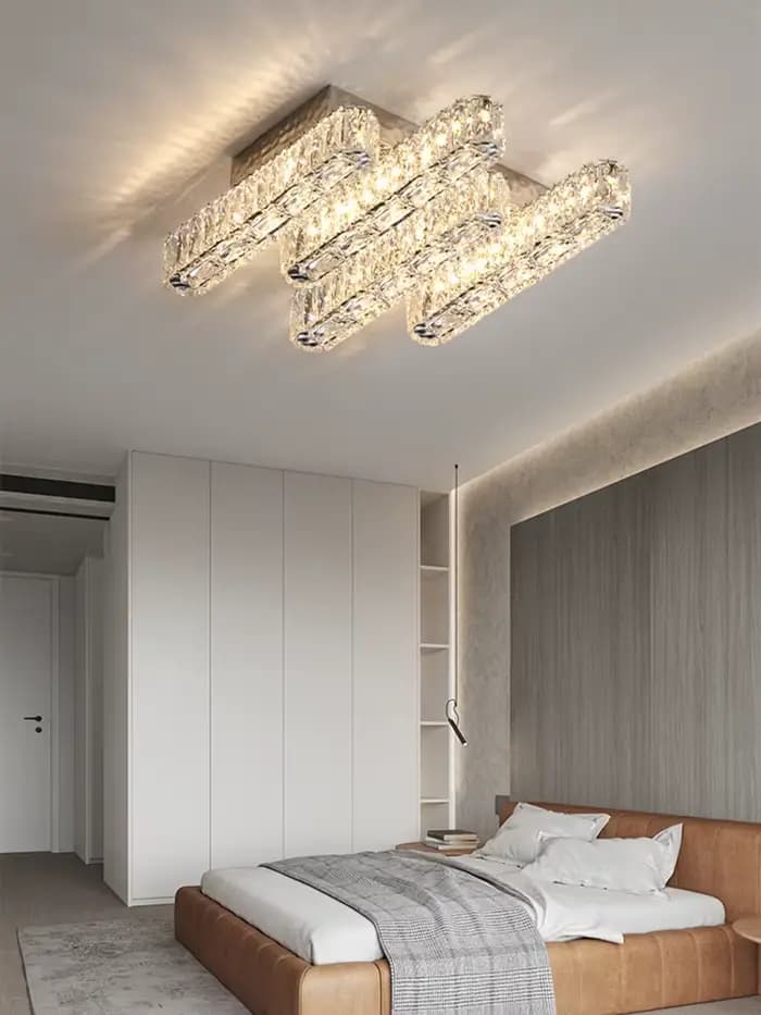 Foyer moderne luxe 3 Dimmable plafond Lustre lumière Lustre K9 doublure en cristal plafonnier éclairage intérieur décor Led Luminaire