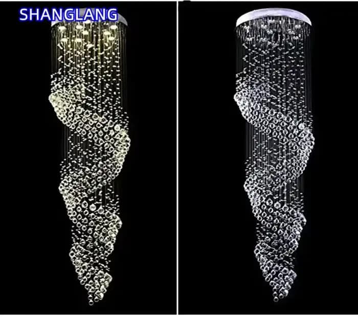 Couloir de luxe LED lustre en cristal spirale Design intérieur échelle pendentif lumières pour salon décor Suspension Luminaire