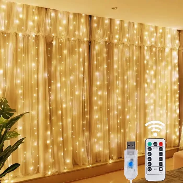 Rideau lumineux LED avec télécommande USB, 8 modes, décoration de noël pour la maison, vacances, nouvel an