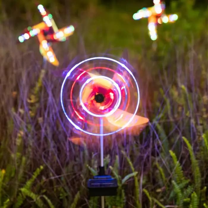 Lampe Solaire Imperméable à 32 LED avec Moulin à Vent, Luminaire Décoratif d'Extérieur, Idéal pour un Jardin, un Sentier ou un Paysage, 1 Pièce