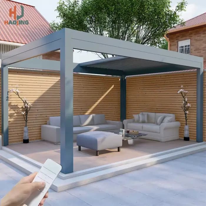 Pergola Bioclimatique Automatique en Aluminium Télescopique 4x3 pour Jardin Extérieur, Pavillon de Patio, Personnalisable