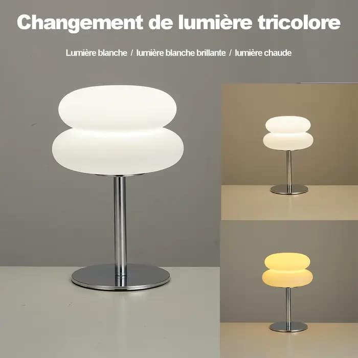 Lampe de table LED en forme de champignon avec prise USB pour chambre à coucher, salon et salle à manger, éclairage d'ambiance (non en verre)