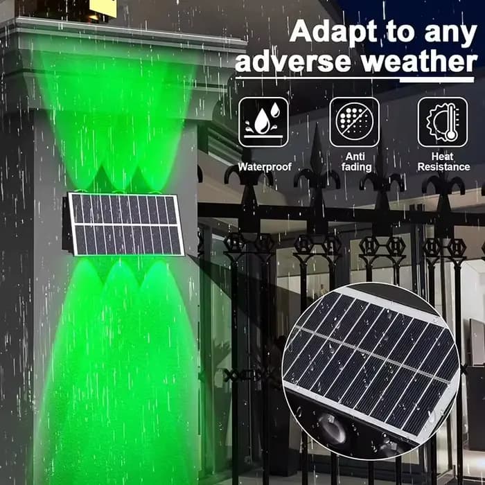 Lampe murale solaire imperméable, éclairage haut et bas pour clôture extérieure, luminaire décoratif d'extérieur, idéal pour une cour, un Garage, une passerelle ou un porche