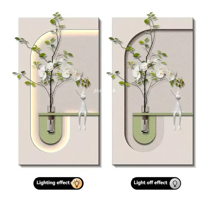 Porte d'entrée moderne Foyer LED peinture décorative salon chambre couloir plantes vertes hydroponiques lumières murales en grès