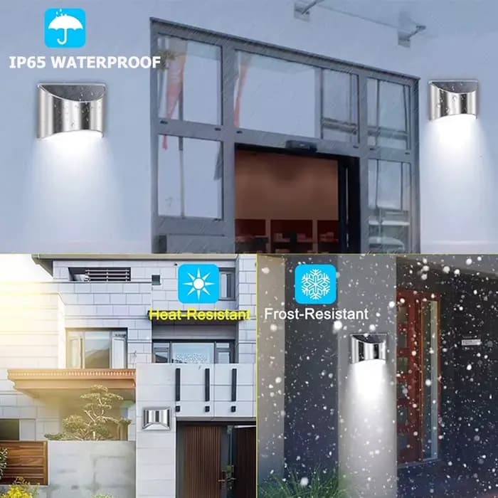 Appliques murales solaires en acier inoxydable, 2 pièces, éclairage extérieur étanche, marche de Patio d'urgence pour clôture de jardin et rue