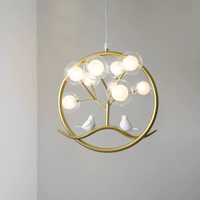 Lustre boule nordique or Design branche d'arbre lustre avec oiseaux maison cuisine Restaurant maison intérieur couloir lumière