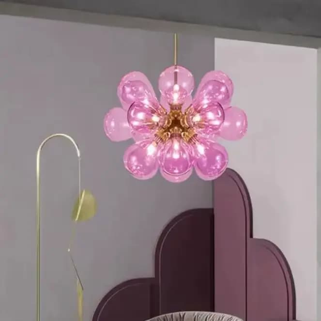 Plafonnier LED en Verre à Bulles Vertes, Design Créatif, Luminaire Décoratif d'Nik, Idéal pour un Salon, une Chambre à Coucher o