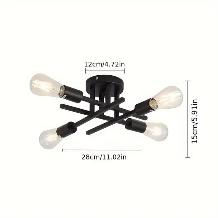 Plafonnier semi-affleurant au design moderne, disponible en noir et en or, éclairage d'intérieur, luminaire de plafond, 4 unités