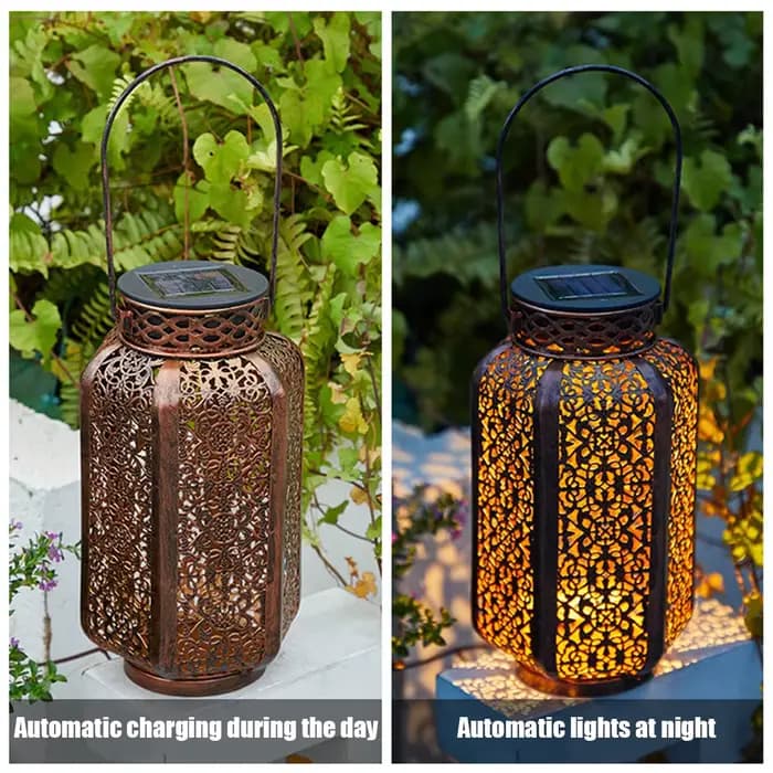 Lanternes solaires extérieures étanches, lumière solaire de jardin suspendue, décor ajouré rétro en métal, lumières solaires de cour, Patio, décoration de jardin