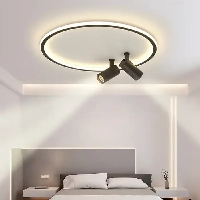 Plafonnier LED moderne avec projecteur, lampe de plafond LED ronde design pour salle à manger, luminaire décoratif pour la maison