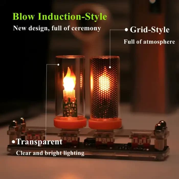 Lampe LED USB à effet flamme avec contrôle de souffle, veilleuse scintillante à filament en verre dépoli pour la maison, la chambre, la voiture, le PC et la décoration de bureau