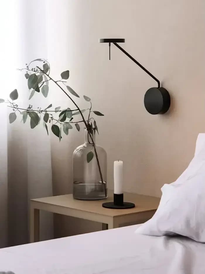 Applique Murale Flexible à Long Poteau, de Couleur Noire, Réglable, pour Chambre à Coucher, Salle d'Étude, Bras Pivotant