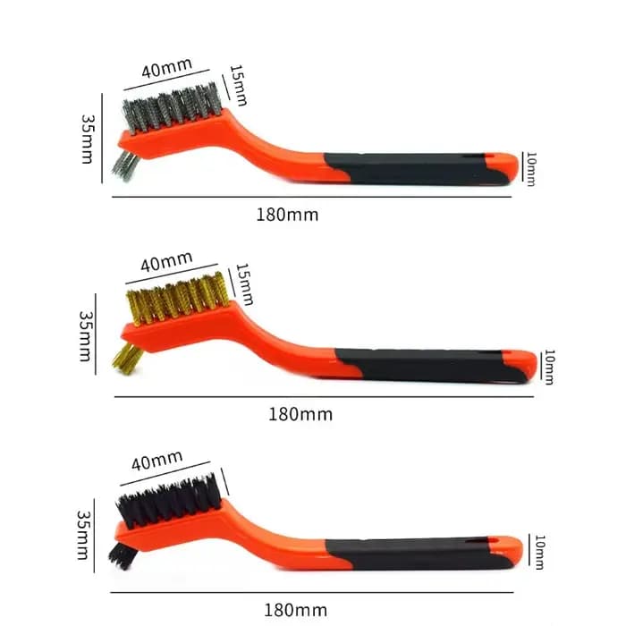 Jeu de brosses métalliques, poils en Nylon/laiton/acier inoxydable avec poignée incurvée pour la rouille, la saleté et la peinture, nettoyage en profondeur