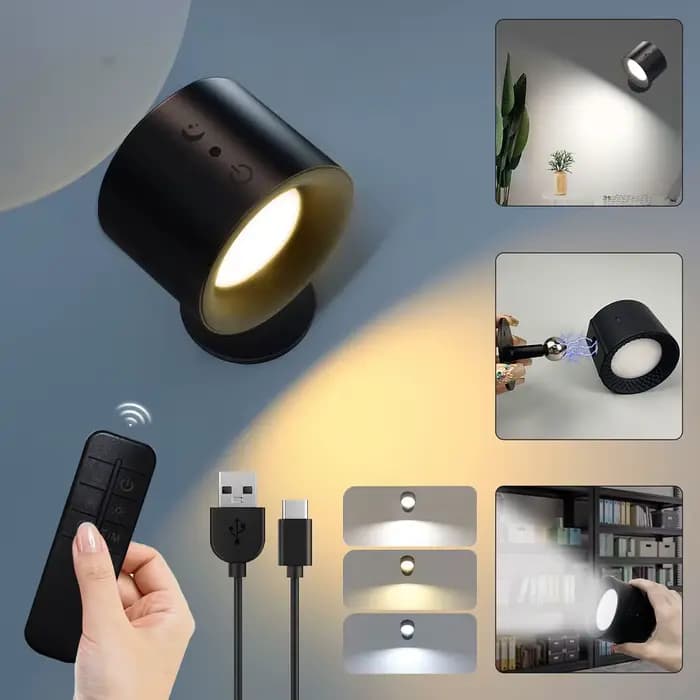 LED appliques murales lumière contrôle tactile Double tête applique 360 rotatif 3 couleurs appliques murales sans fil veilleuses pour chambre