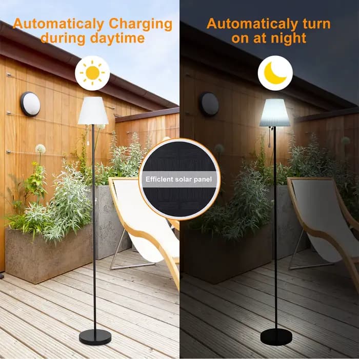 Lampadaire extérieur solaire sans fil avec capteur de lumière, chargeur 62USB, étanche, aste