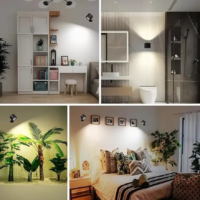 LED appliques murales lumière contrôle tactile Double tête applique 360 rotatif 3 couleurs appliques murales sans fil veilleuses pour chambre