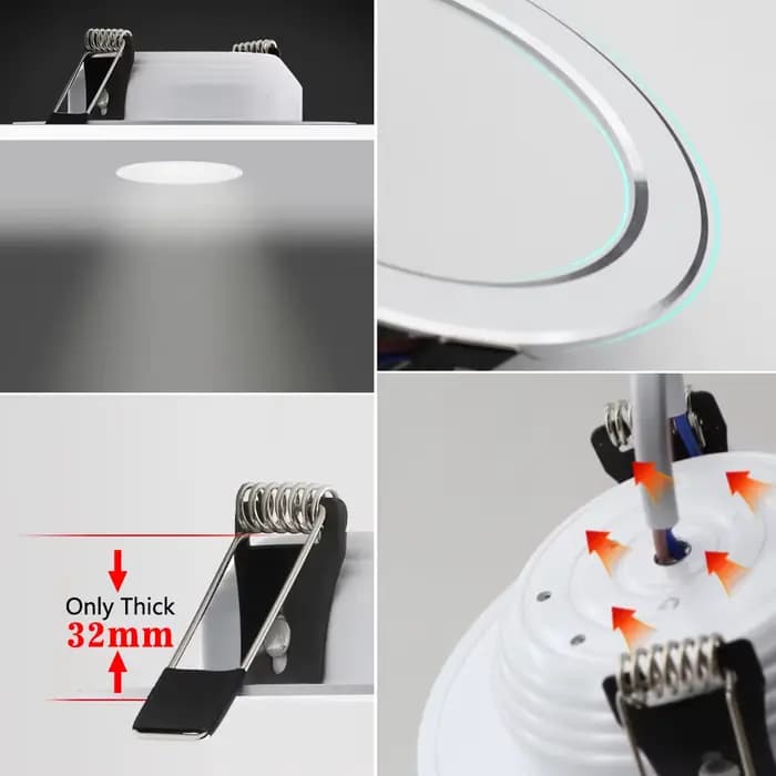 Spots LED Plafond Downlight AC 220V 18W 15W 12W 9W 7W Encastré Rond Lampe Spot LED Dowm Light Panneau d’éclairage intérieur caché, Spot Lumineux LED Circulaire Encastrable pour le Plafond, Éclairage d