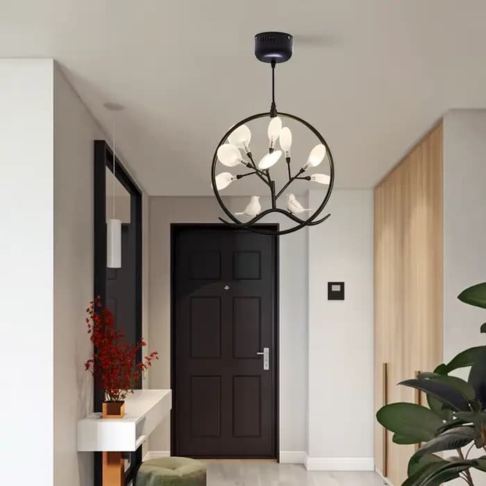 Lustre boule nordique or Design branche d'arbre lustre avec oiseaux maison cuisine Restaurant maison intérieur couloir lumière