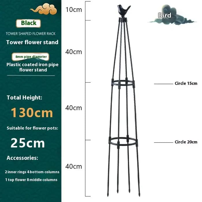 Treillis d'obélisque de jardin pour plantes grimpantes, treillis rond de buisson de roses d'extérieur pour Pots, treillis de fleurs en métal antirouille