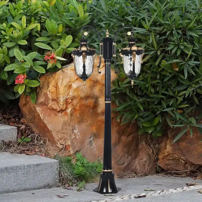 Lampe de jardin extérieure étanche, style rétro européen, lampadaire de rue pour villa, lampadaire paysager sur poteau haut