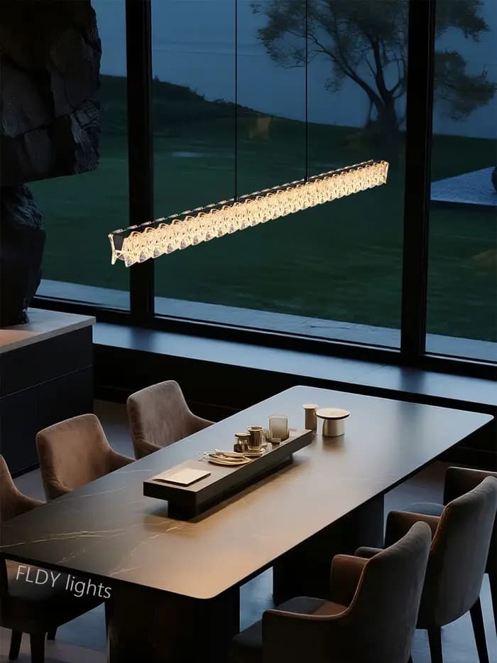 Îlot moderne table à manger lampes suspendues lumière italienne luxe longue bande salle à manger île bar lustre cuisine suspension