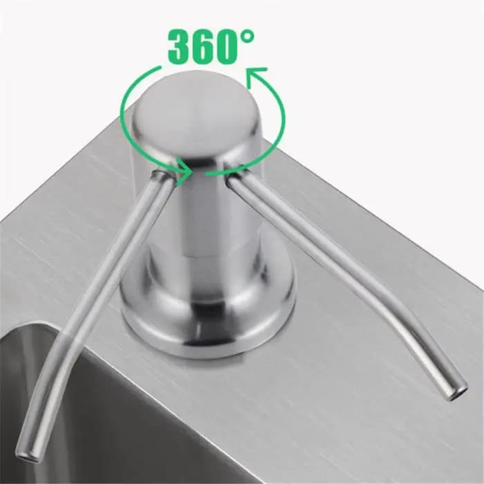 Distributeur de savon pour évier de cuisine Golden avec pompe, tube de 100 cm / bouteille de 350 ml, en acier inoxydable noir brossé chromé, distributeur à pression manuelle