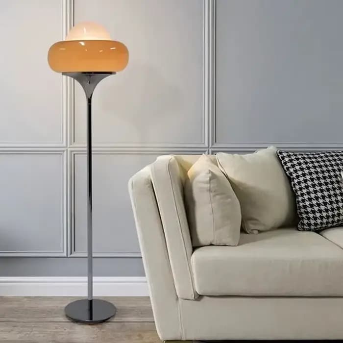 Evely Kevin-Lampadaire LED en verre, abat-jour en métal, lampe de table rétro, orange et rouge, lampe de table à tarte aux œufs, salon et chambre à coucher, étude