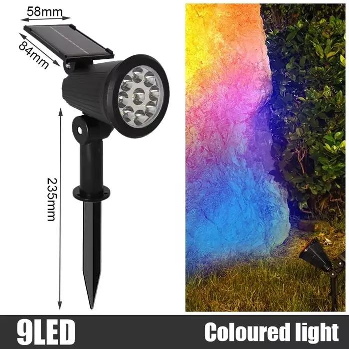 Lampes solaires de jardin 9 LED blanc/chaud/RGB, projecteur encastré/mural, IP65 étanche, éclairage