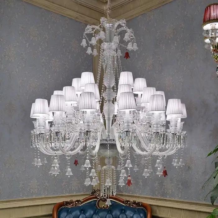 Grand lustre de plafond en cristal de luxe pour hôtel, mariage et intérieur élégant
