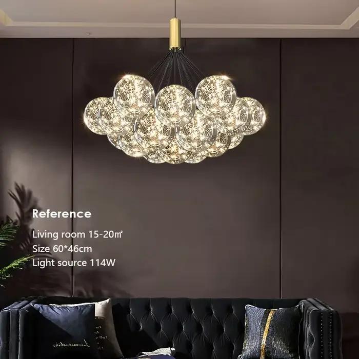 Plafonnier LED en forme de boule de verre nordique moderne pour intérieur élégant restaurant chambre à coucher luminaire décoratif suspension luminaire verre transparent fer robuste installation facile garantie 3 ans