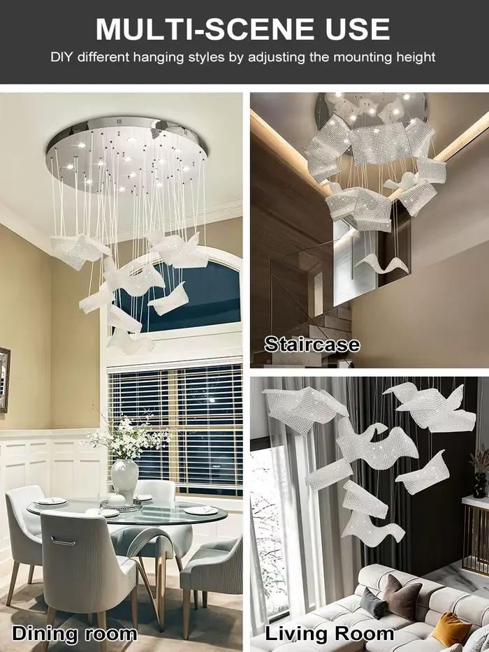 Grand lustre en cristal de luxe moderne pour escalier d'hôtel restaurant villa mariage grandes occasions luminaires de qualité